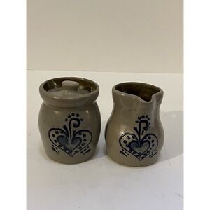 Signed Dated ARTIST HANDMADE AND DESIGNED POTTERY SUGER & CREAMER SET-BEAUTIFUL